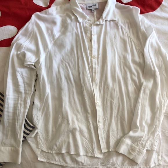 FRANK & OAK light blouse button down shirt off-white - Picture 5 of 11